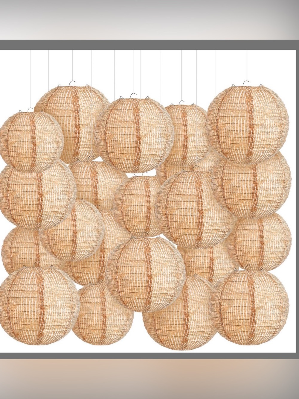 Hortsun Burlap Print Paper Lanterns (24 Pcs, 8/10/12 Inch)